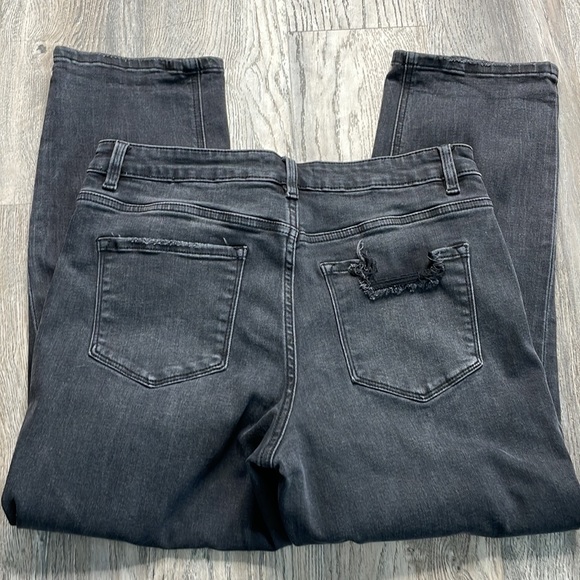 Flying Monkey Black/Grey Distressed High Rise Cropped Straight Leg Jeans size 31 - Picture 12 of 14